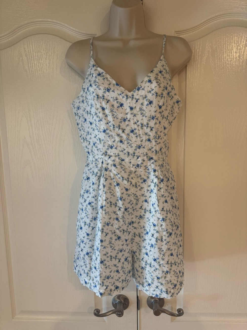 Aqua White Floral romper